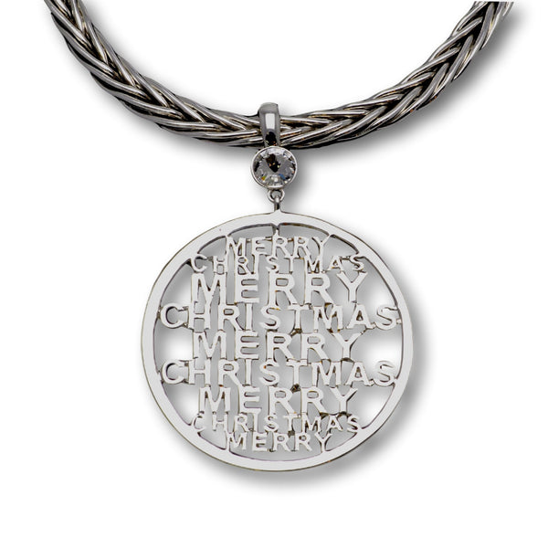 Merry Christmas Pendant (Silver)