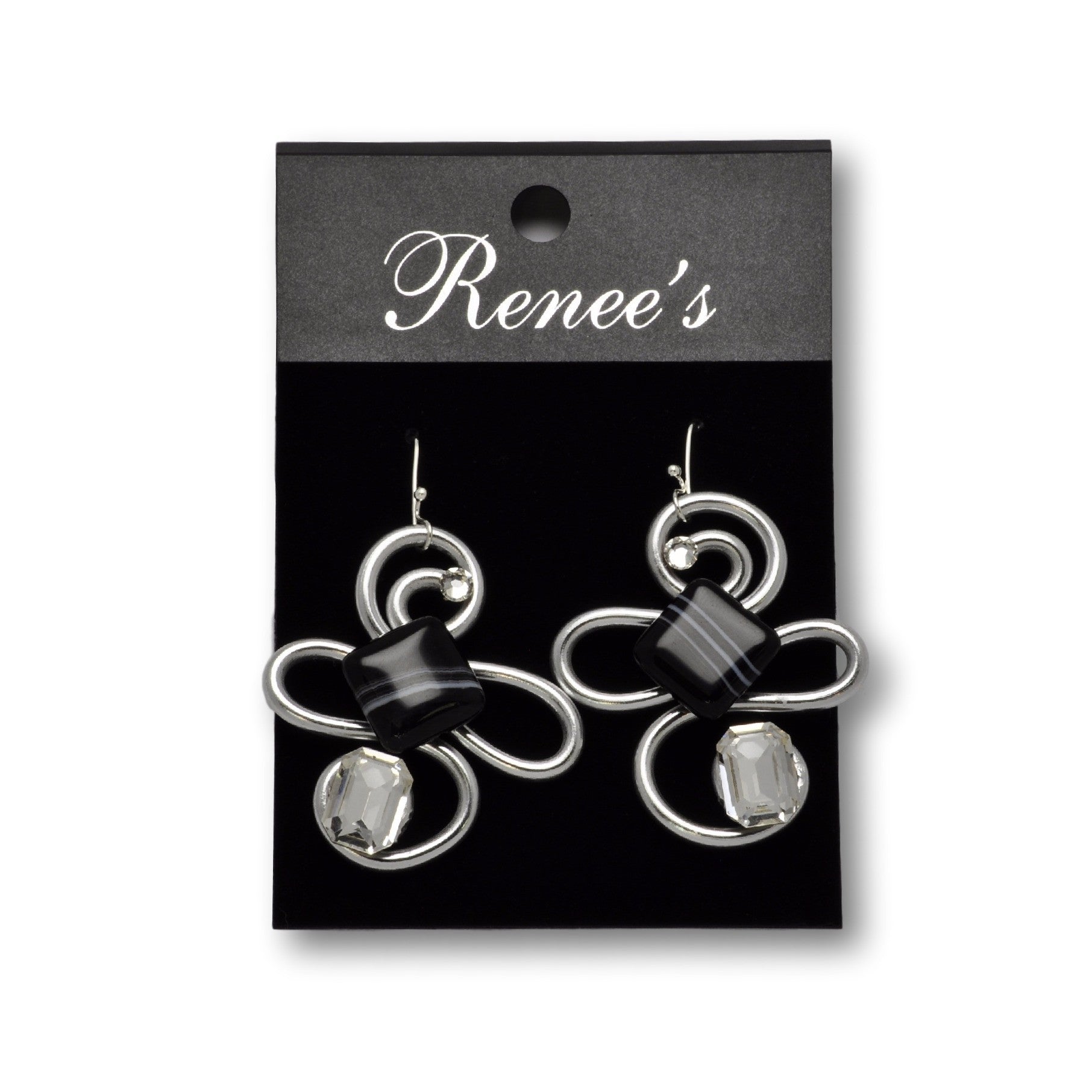 Black Stone/Crystal Wire Earrings