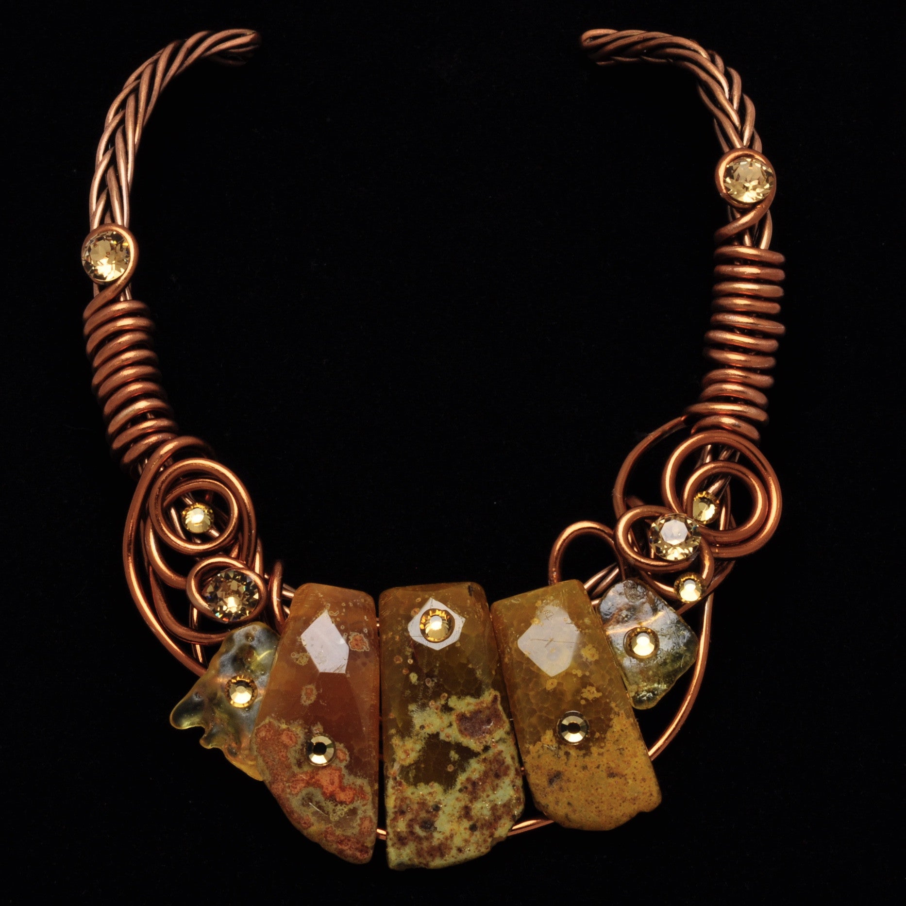 Amber Stone/Crystal Copper Wire Choker