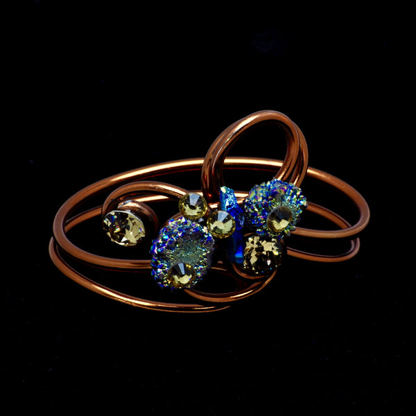 Chalcopyrite/Crystal Copper Wire Bracelet
