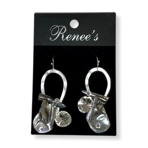 Silver Stone / Crystal Wire Earrings