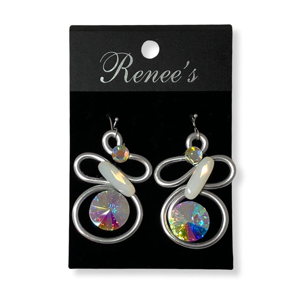 Opalescent / Multicolored Crystal / Silver Wire Earrings