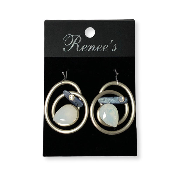 Denim Stone / Crystal Champagne Wire Earrings