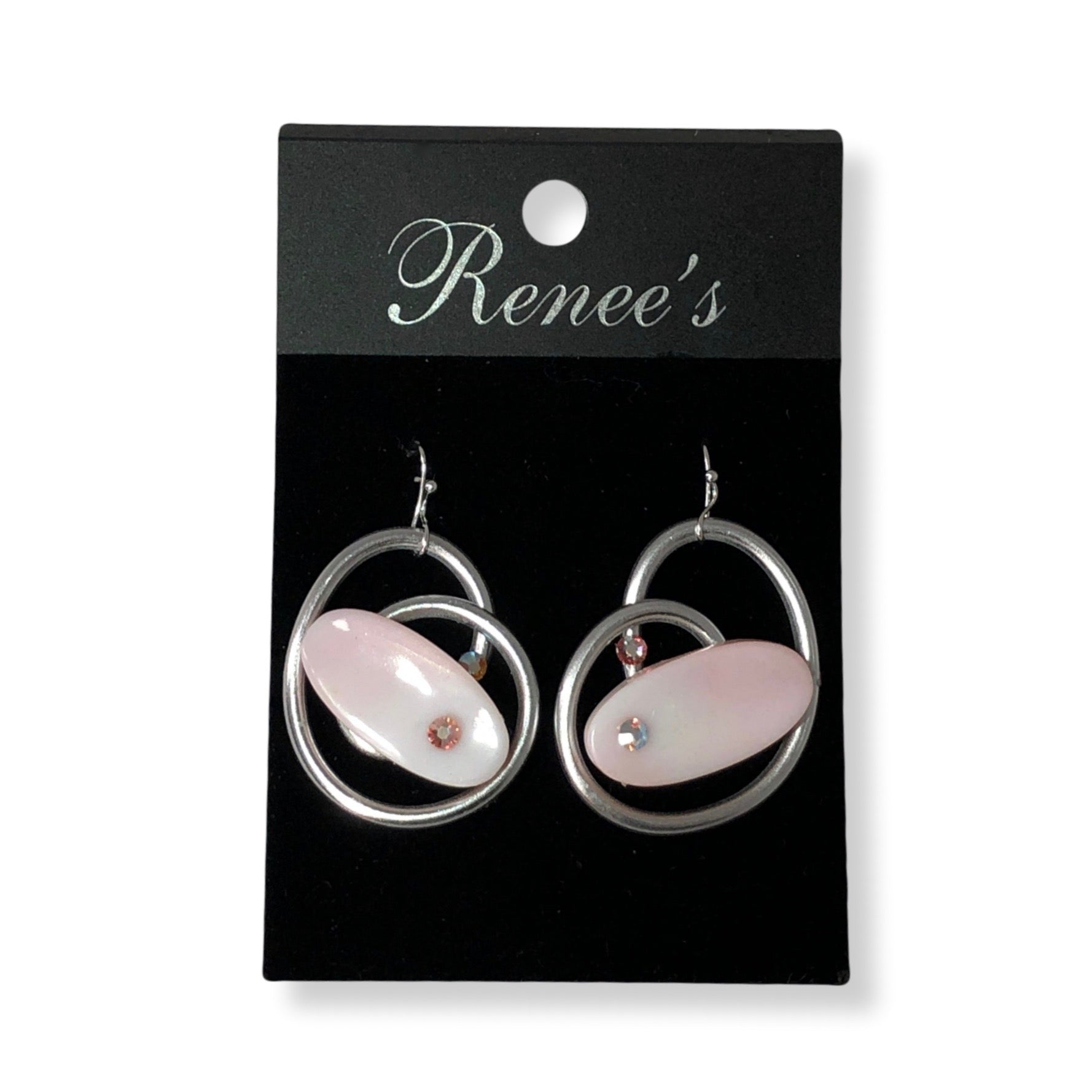 Pink Stone / Crystal Silver Wire Earrings