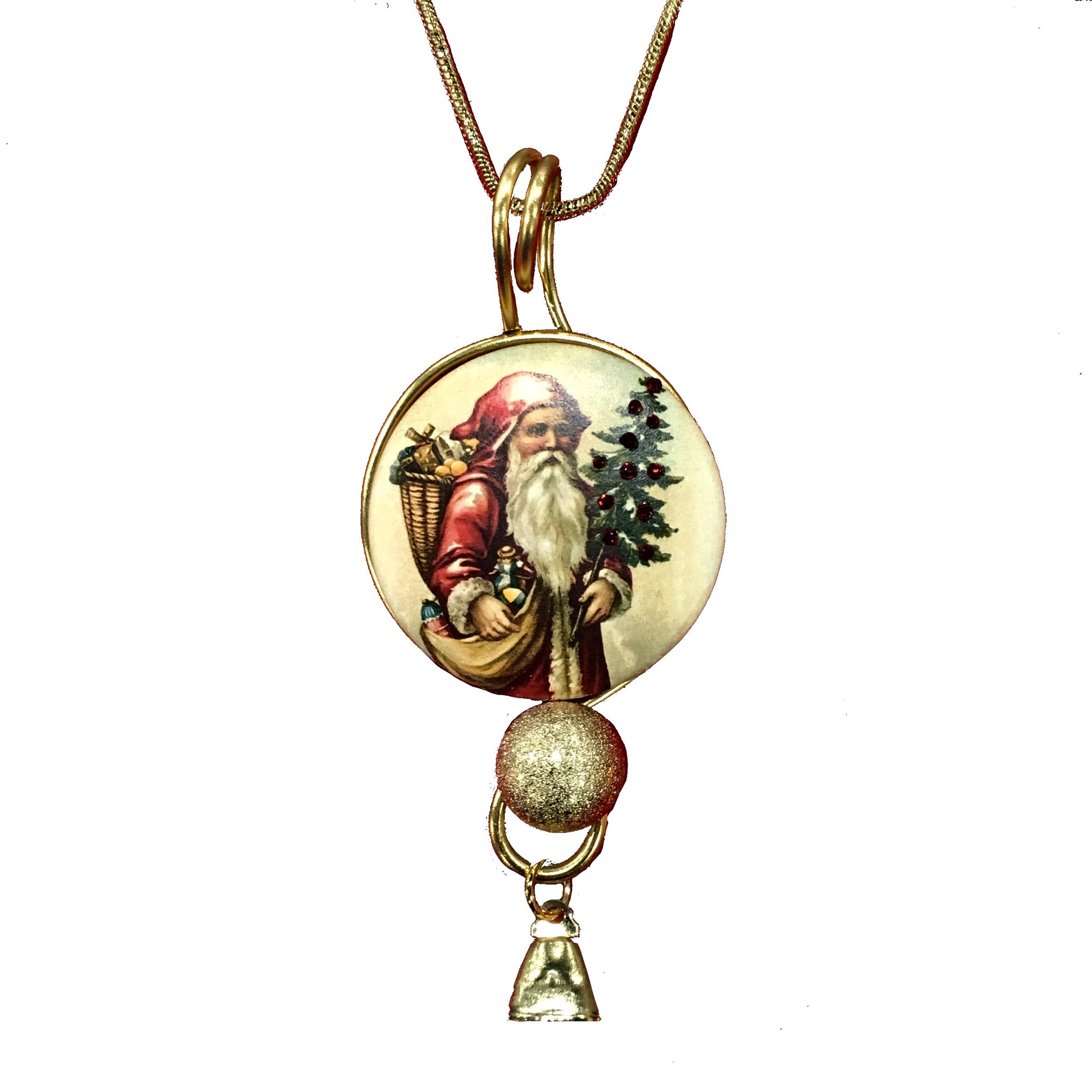 Gold Santa with Bell Pendant